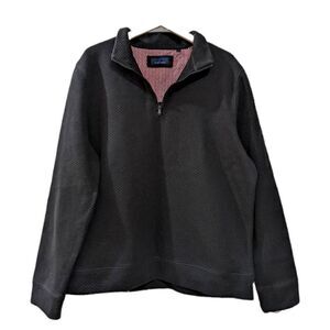 Toscano Men's Black Textured Knit 3/4 Zip Sweater Size XL